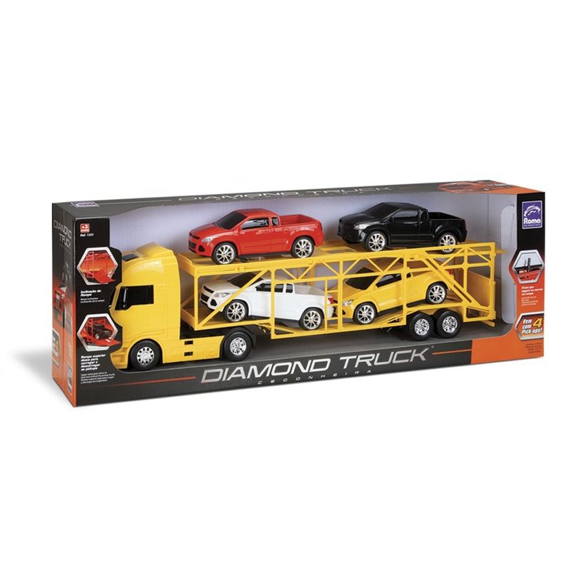 Caminhão de Brinquedo - Diamond Truck Cegonheira - Amarelo - Roma -  superlegalbrinquedos